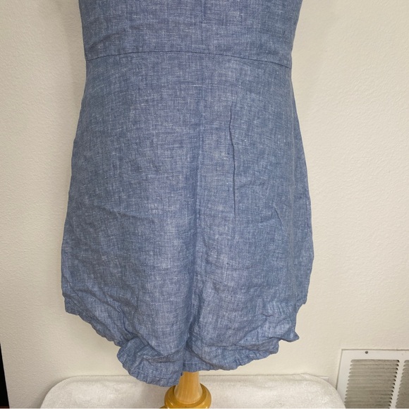 Bryn Walker Blue Chambray 100% Linen Sleeveless Button Tunic Blouse Size Medium - Picture 8 of 15